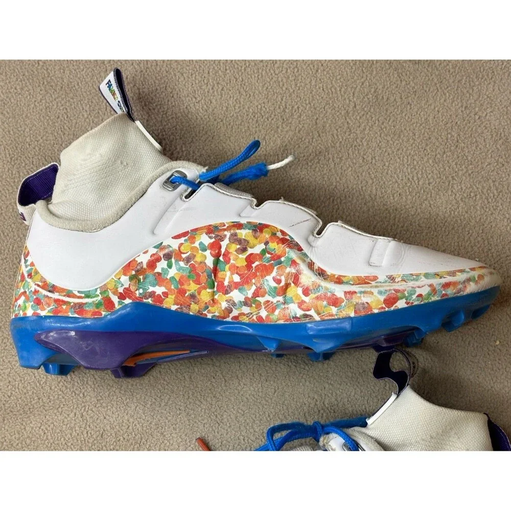 Nike LeBron 4 Menace 3 Fruity Pebbles Football Cleats US Mens Size 10 Multicolor